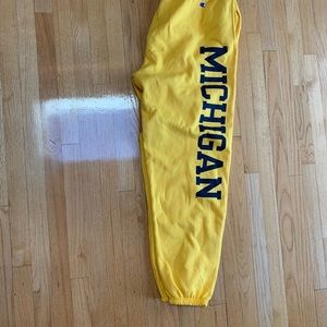 University of Michigan Yellow down jogging pants